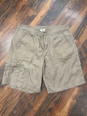 WOOLRICH Women's 12 Shorts 3509 Cotton Blend Stone Khaki Shorts Zipper Pocket